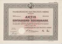 Hamburgische Electricitats Werke AG Hamburg 1000 RM energia elektryczna