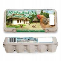 Wytłaczanki z etykietą Wiejskie Jaja z Wolnego Wybiegu na 10 Jaj PP-LINE -