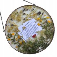 Dekor z suszonymi kwiatami i cytatem, personalizowany prezent, rękodzieło