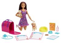 Lalka Barbie Adopcja piesków. Zestaw + lalka