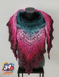 chusta - fuksja z ciemną zielenią