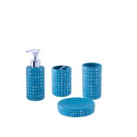 Zestaw łazienkowy komplet do łazienki ENZO 4 elementy ceramiczny niebieski