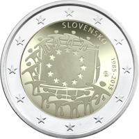 2 euro Słowacja 30 lat flagi UE 2015