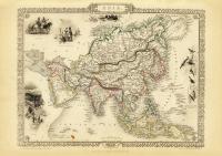 Азия Индия Китай Япония карта иллюстрированный холст