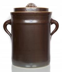 BECZKA KAMIONKOWA 25L DO KISZENIA Z KOŁNIERZEM POKRYWA GARNEK KAMIONKA