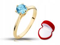 Злотый обручальное кольцо с TOPAZEM blue 1.0 ct