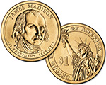1 $ президенты США-Джеймс Мэдисон 2007 D