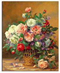 obraz na płótnie kwiaty maki róże bukiet w wazonie