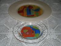 DIBBERN ГЕРМАНИЯ ОКРАШЕННЫЕ СТЕКЛЯННЫЕ ТАРЕЛКИ 2 ШТ