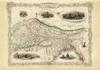 Индия Дели Калькутта карта, иллюстрированная 1851 г.