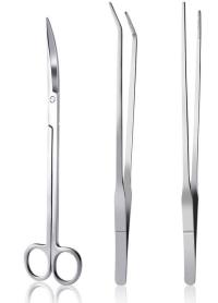 НАБОР ПИНЦЕТОВ ПЛОСКОГУБЦЫ НОЖНИЦЫ АКВАРИУМНЫЙ ТЕРРАРИУМ 3 ШТ