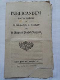 1786 Эдикт против buntom Печать из Глогова Glogau