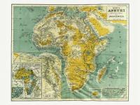 Африка физическая и политическая карта Базевич 1921 г.