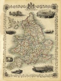 Англия Лондон Оксфорд Уэльс карта иллюстрированный холст