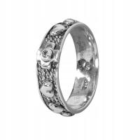 Różaniec na palec z cyrkonią, obrączka srebro pr. 925 r. 19